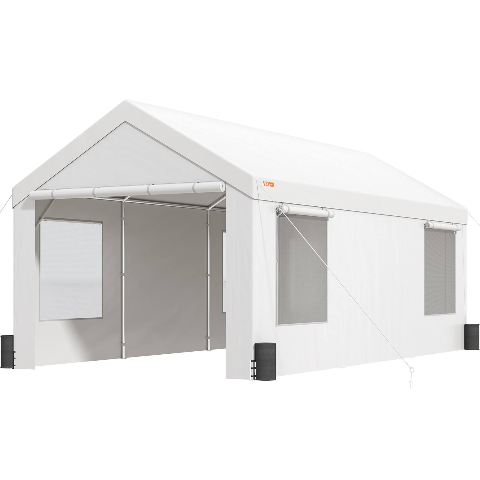 VEVOR Carport, Heavy Duty 10x20ft Car Canopy, Outdoor Garage Shelter with Removable Sidewalls, Roll-Up Ventilated Windows & Doors, UV Resistant