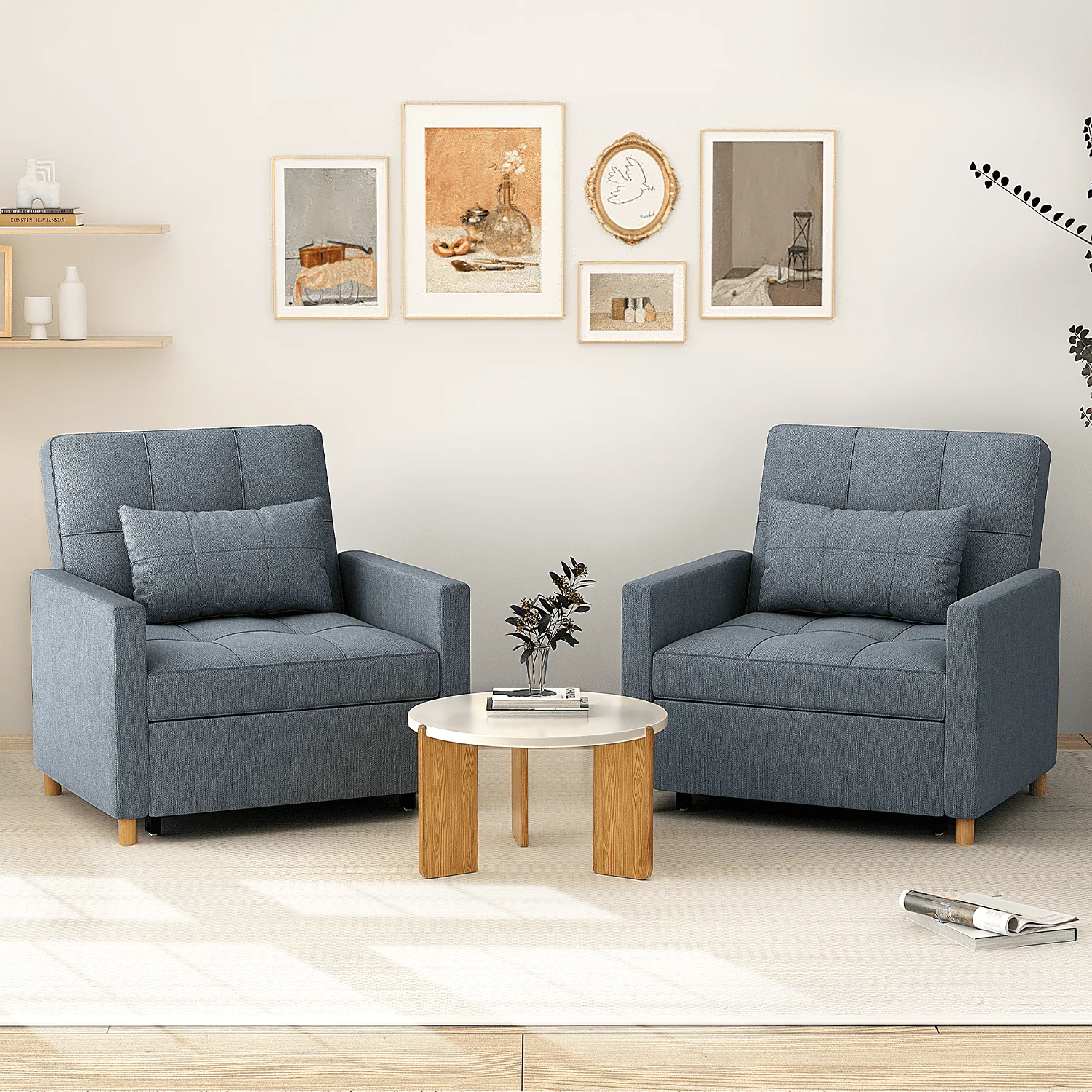 YODOLLA Sleeper Sofa Chair 3 in 1 Sleeper Chairs for Adults Pull Out Chair Bed Sleeper with Extra Pillow and Convertible Backrest Multi Functional Fold Out Chair Bed for Small Space (Dark Grey) Image 4