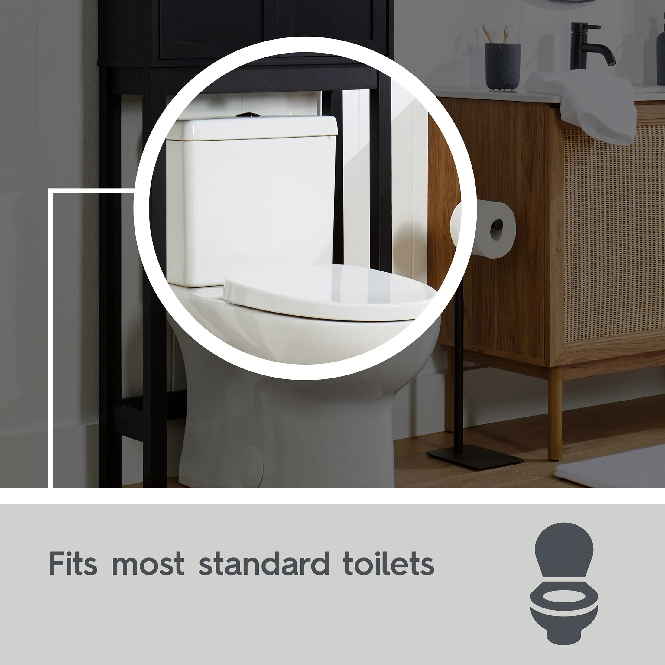 Better Homes & Gardens Juliet over-the-Toilet Space Saver Cabinet, 2 Adjustable Shelves, Black