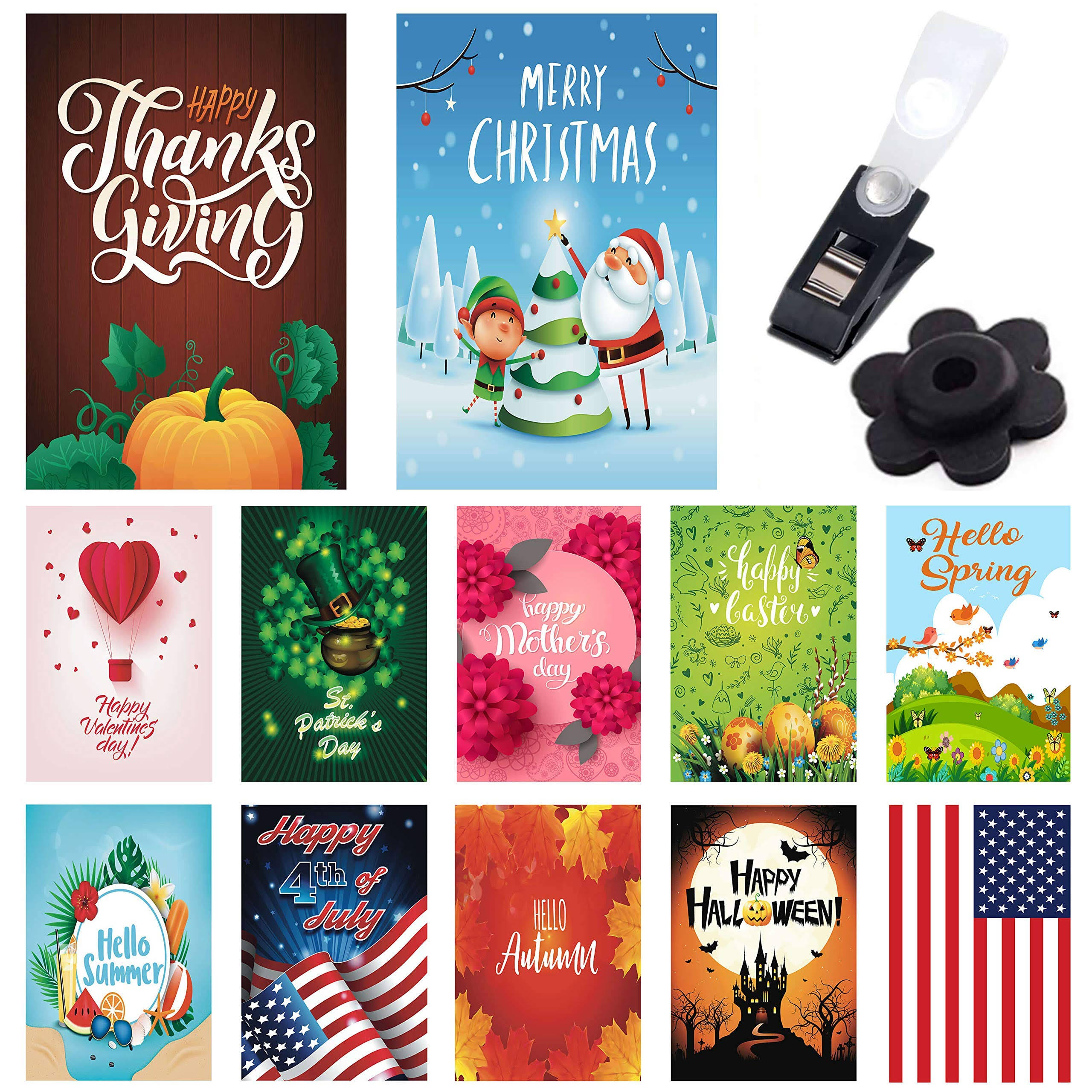 Beautifullife Seasonal Garden Flags 12 Double Sided Thanksgiving Christmas Winter Garden Flag Set, Small Festive Yard Flags for Holiday Outdoo