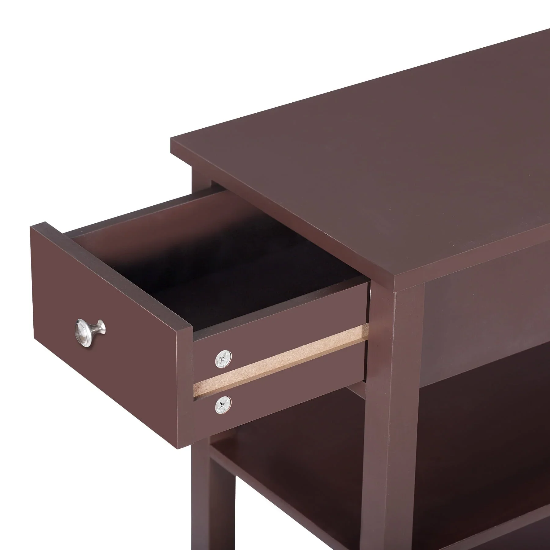 HomGarden 3 Tier Small End Table Modern Narrow Rectangle Sofa Side Table W/Drawer, Espresso
