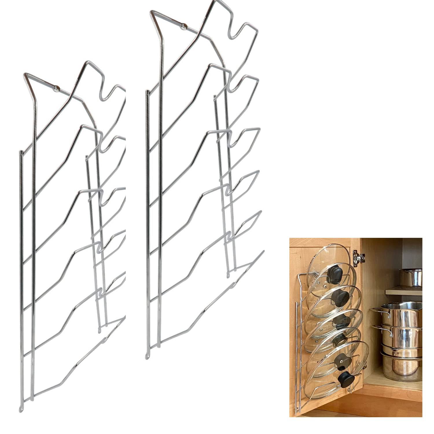 Evelots Pot Lid Storage-Cabinet Door/Wall-Organizer-12 Pot/Pan Covers-Set of 2
