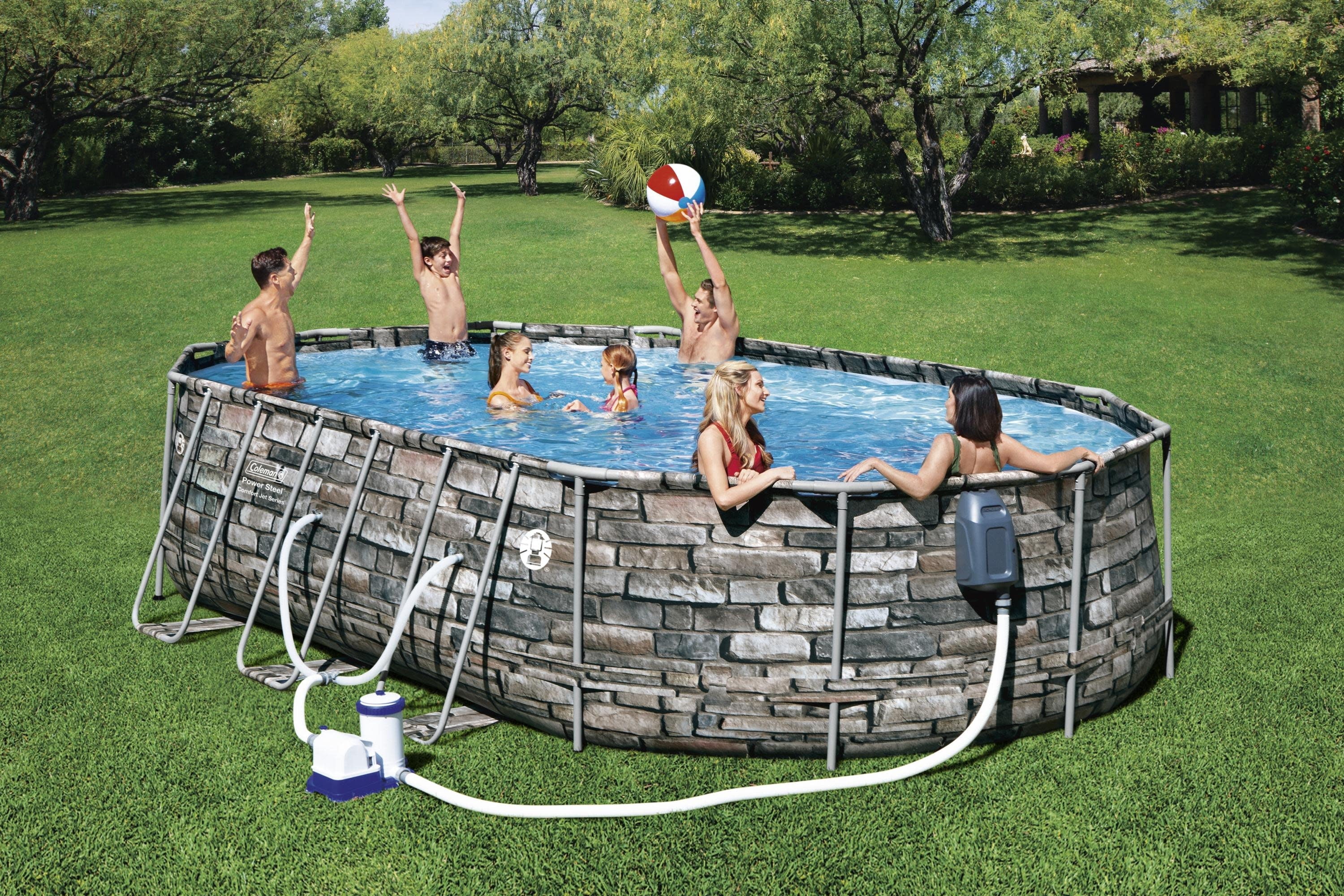 20' Power Steel Comfort Jet Oval 48" Deep Metal Frame Above Ground Pool - Image 2