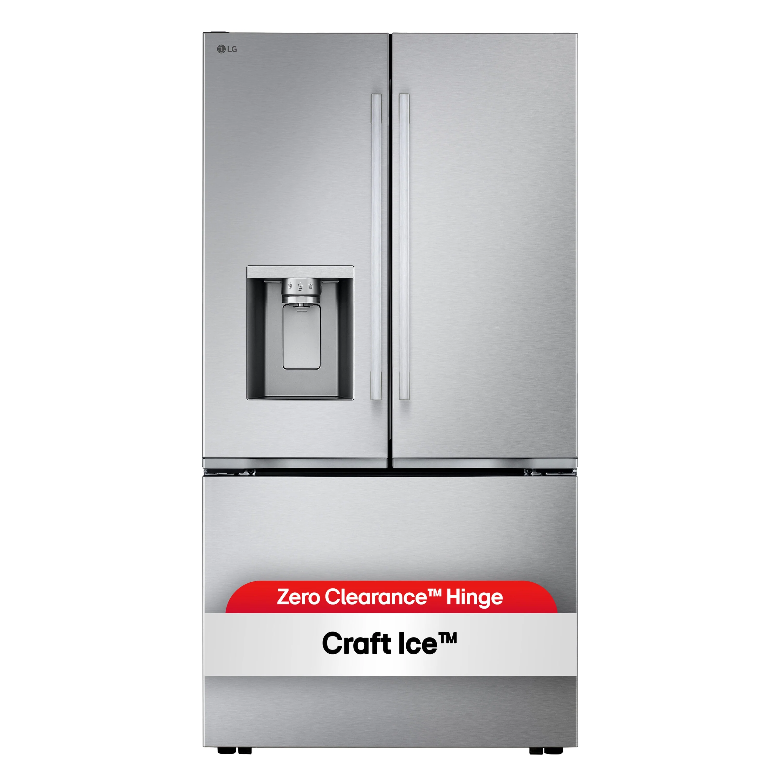 Counter-Depth Zero Clearance 23.7-cu ft 3 -Door 36-in Wide Smart Compatible French Door Refrigerator with Dual Ice Maker with Water and Ice Dispenser ( PrintProof Stainless Steel ) ENERGY STAR Certified