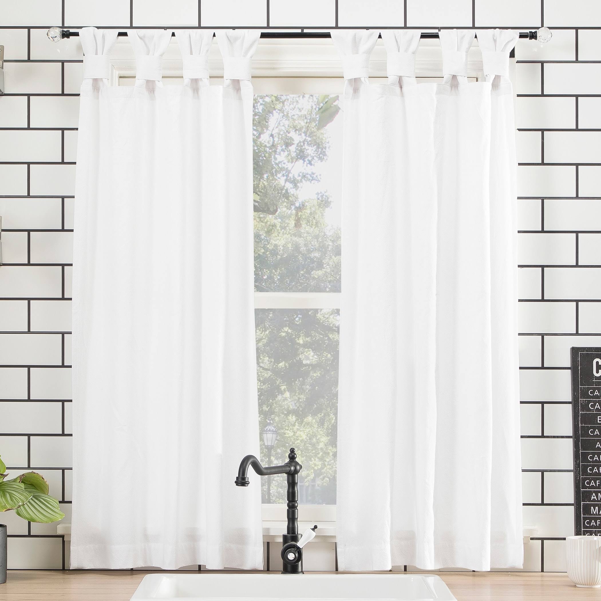 Archaeo White Washed Cotton Twist Tab Kitchen Curtain Tier