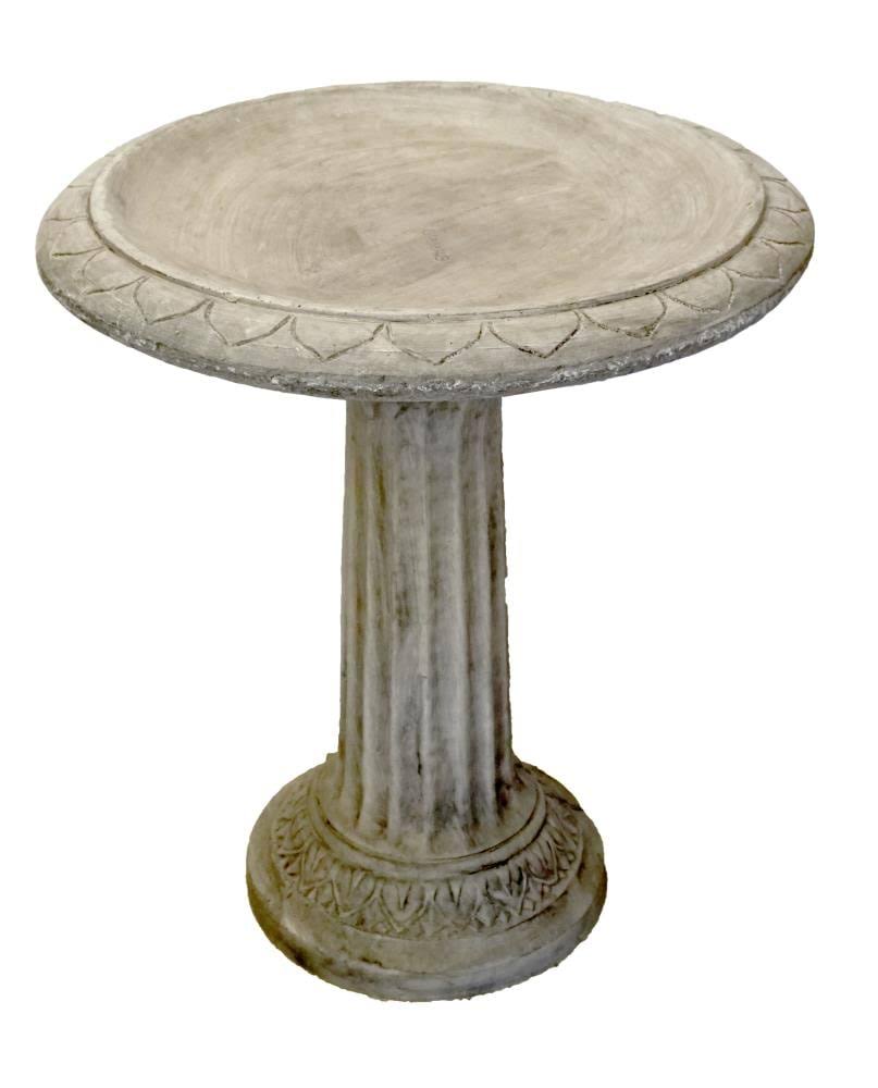 Traditional Column 27-in H Pre Aged Concrete Complete Birdbath