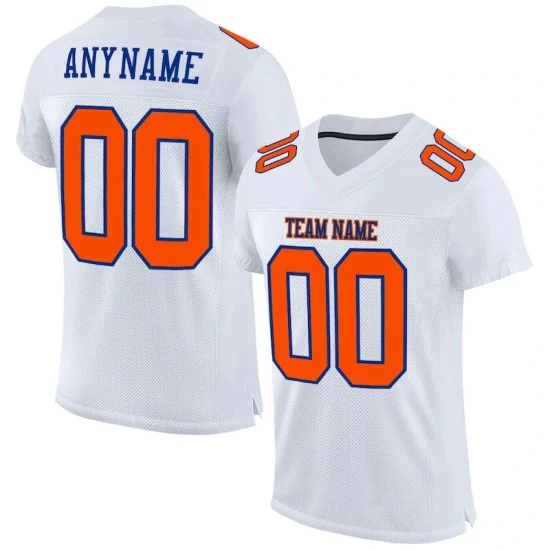 Custom White Orange-Royal Mesh Jersey