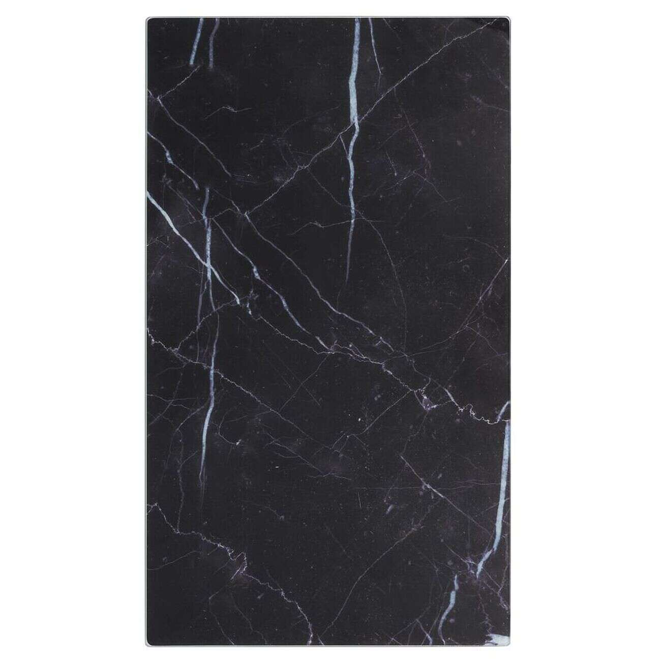 Cache plaque de cuisson en verre noir effet marbre 52x30cm