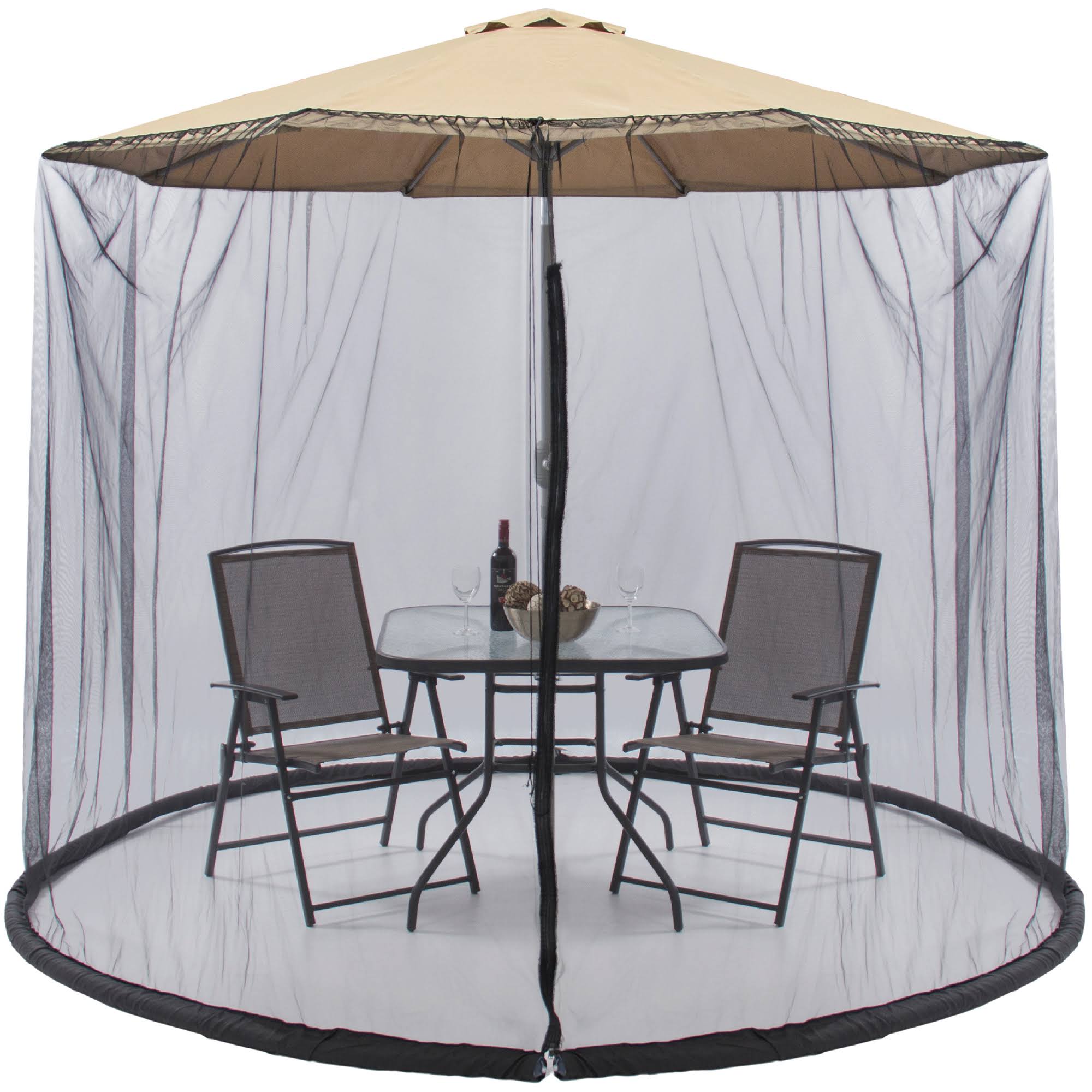 Best Choice Products 9ft Patio Umbrella Bug Screen w/ Zipper DOOR. Polyester Netting - Black