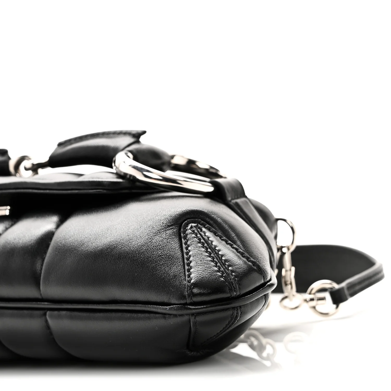 Nappa Vertical Matelasse Small Maxi Horsebit Chain Shoulder Bag Black