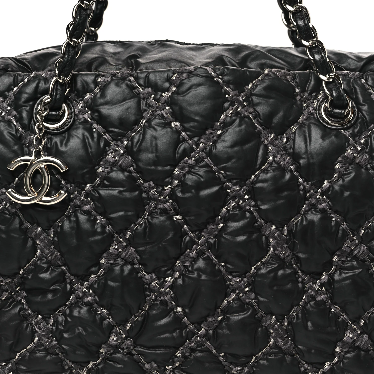 Nylon Quilted Tweed Stitch Bubble Camera Case Black