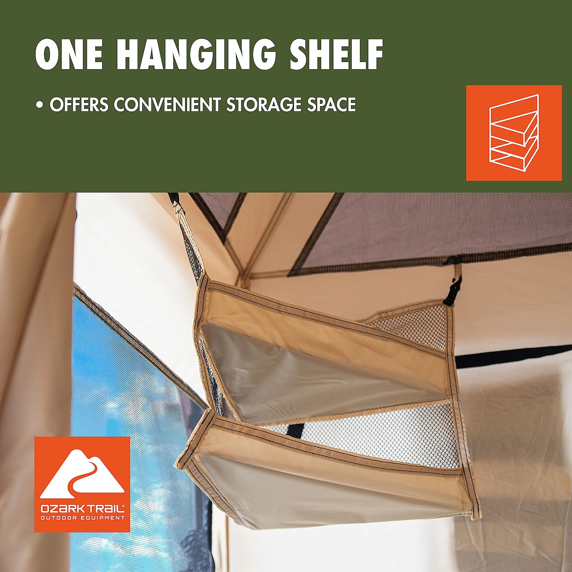 Ozark Trail 2 - Room Shower & Utility Tent Combo Includes 5 - Gallon Water Container, Easy Setup, Maximum Occupancy Is 2. Khaki Colour