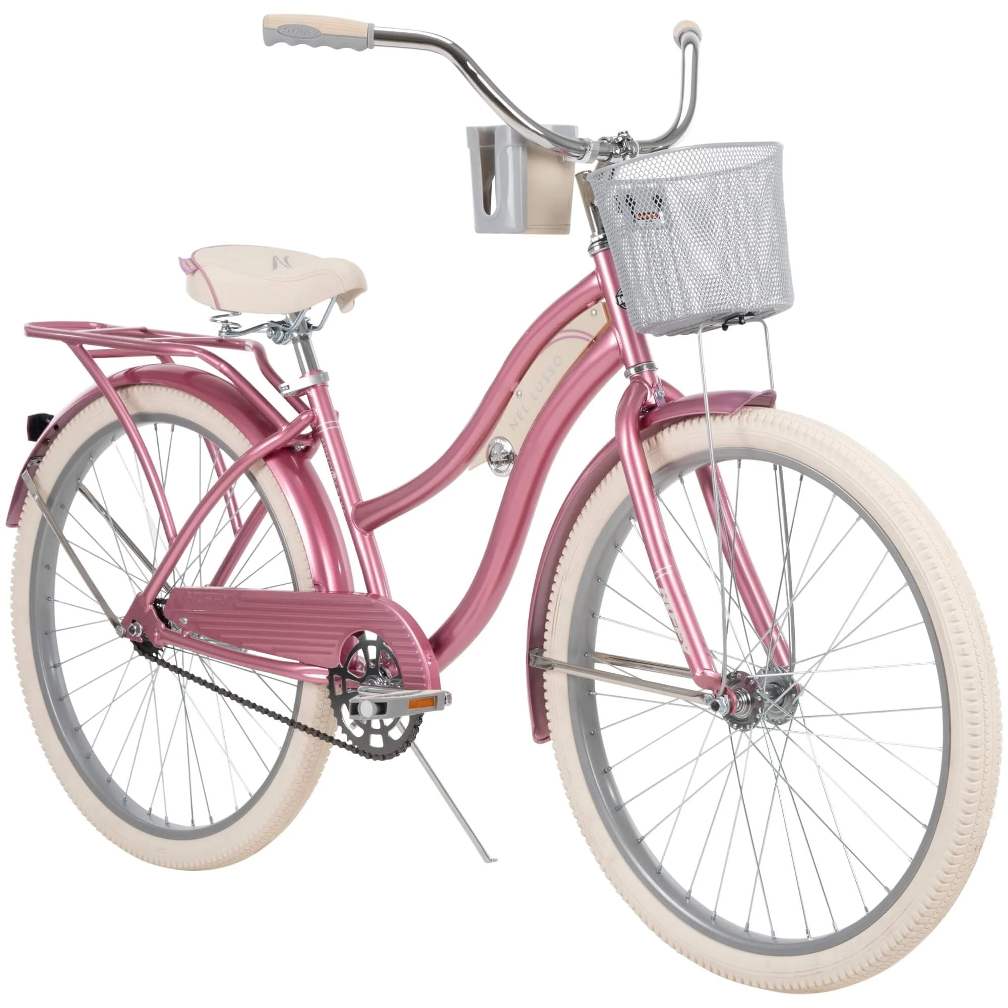 26 In Nel Lusso Women's Beach Cruiser Bike, Pink Taffeta