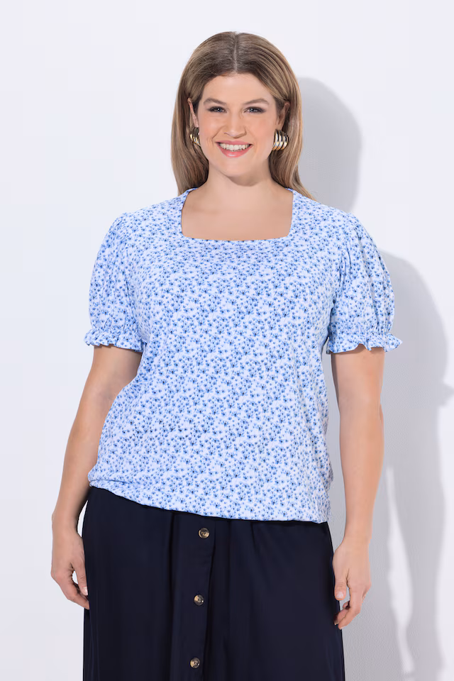 Bird Print Puff Sleeve Tee