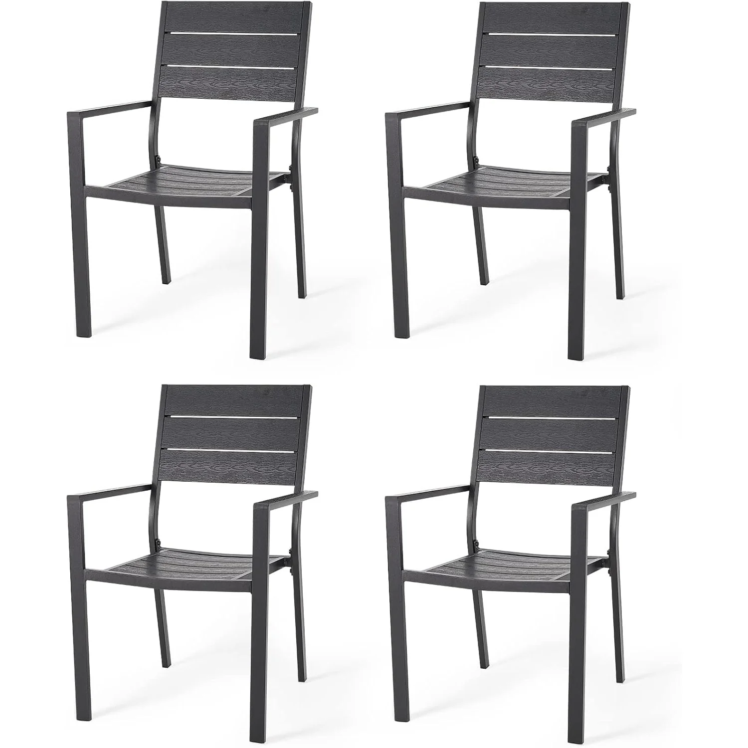 AECOJOY 4 Pieces Outdoor Dining Chairs, Aluminum Frame Stackable Patio Chair