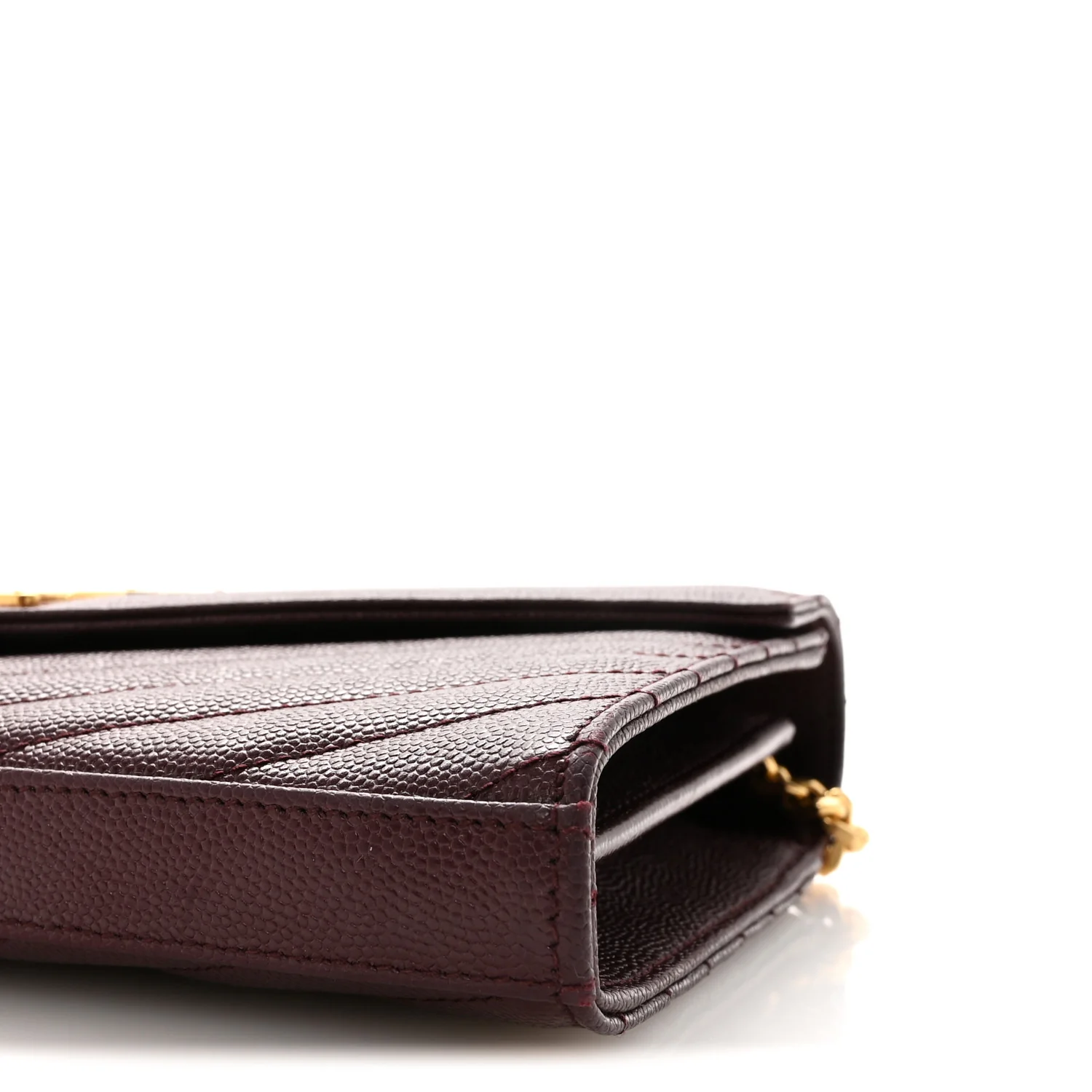 Grain De Poudre Matelasse Chevron Monogram Chain Wallet Rouge Legion