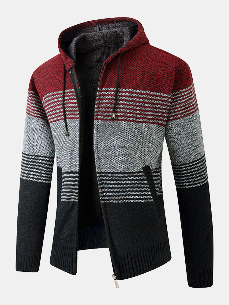 Pull à capuche rayé zippé