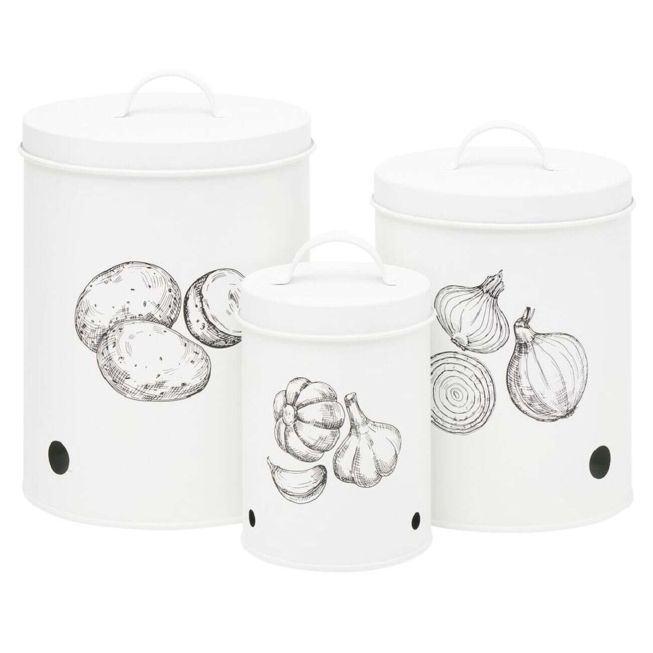 Boîte de conservation pour pommes de terre en métal blanc