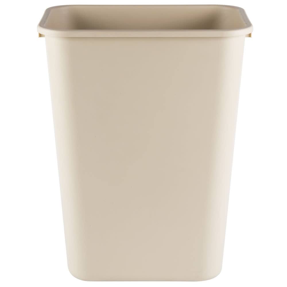 Rubbermaid Desk Side Rectangular Plastic Wastebasket, Beige, 10.25 gal