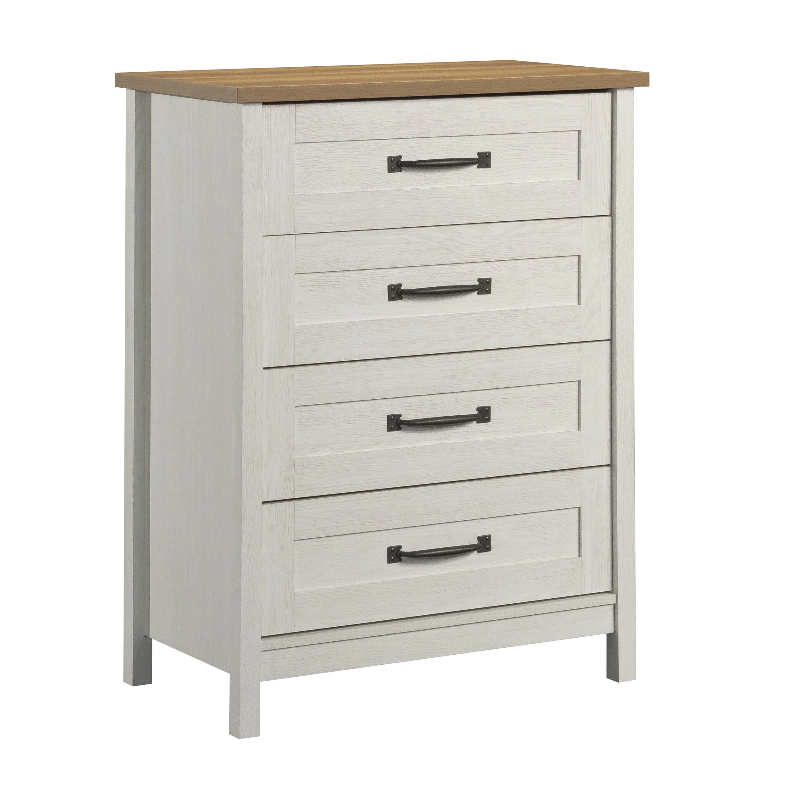Better Homes & Gardens Modern Farmhouse 4-Drawer Dresser, Rustic White Finish