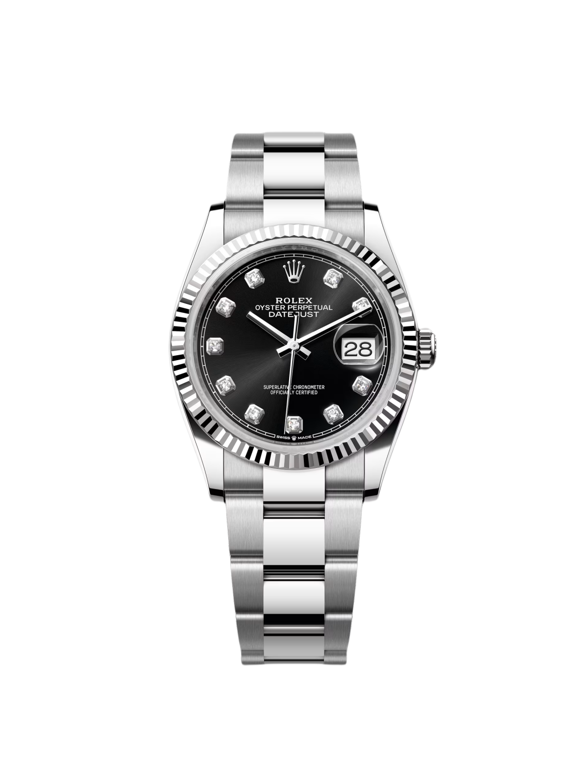 【Super Clone】 RLX  Datejust 36mm 126234 Black Diamond Dial Stainless Steel Oyster Mens Watch