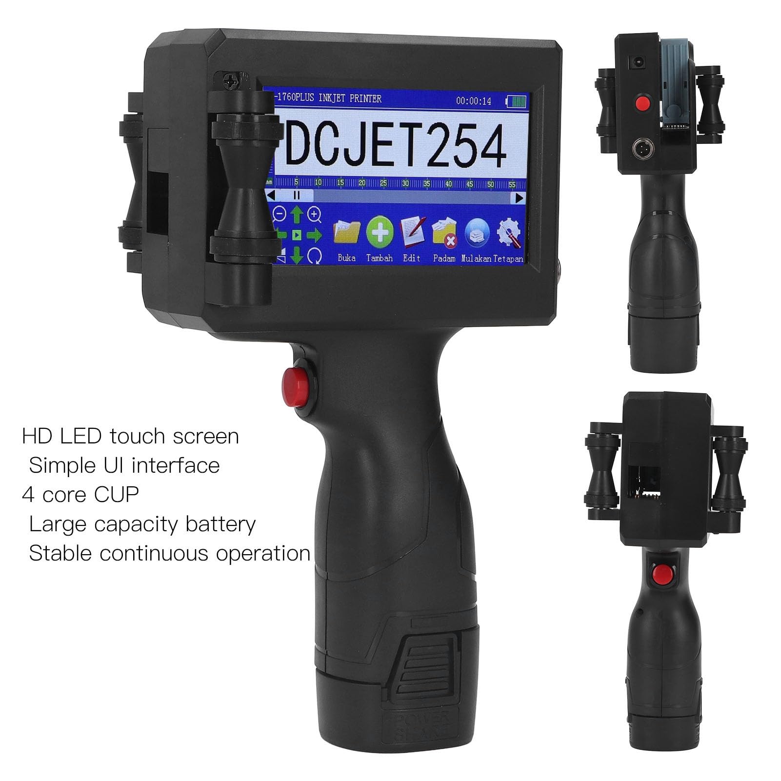 Handheld Inkjet Printer LED Touch Screen Portable Coding Machine Intelligent Quad Core CPU Date Number Text Barcode Wood Plastic Fabric