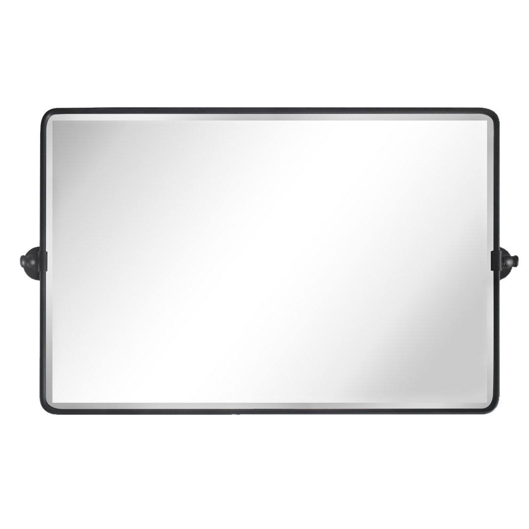 Lutalo Horizontal Beveled Bathroom / Vanity Mirror Mercer41 Finish: Matte Black, Size: 20