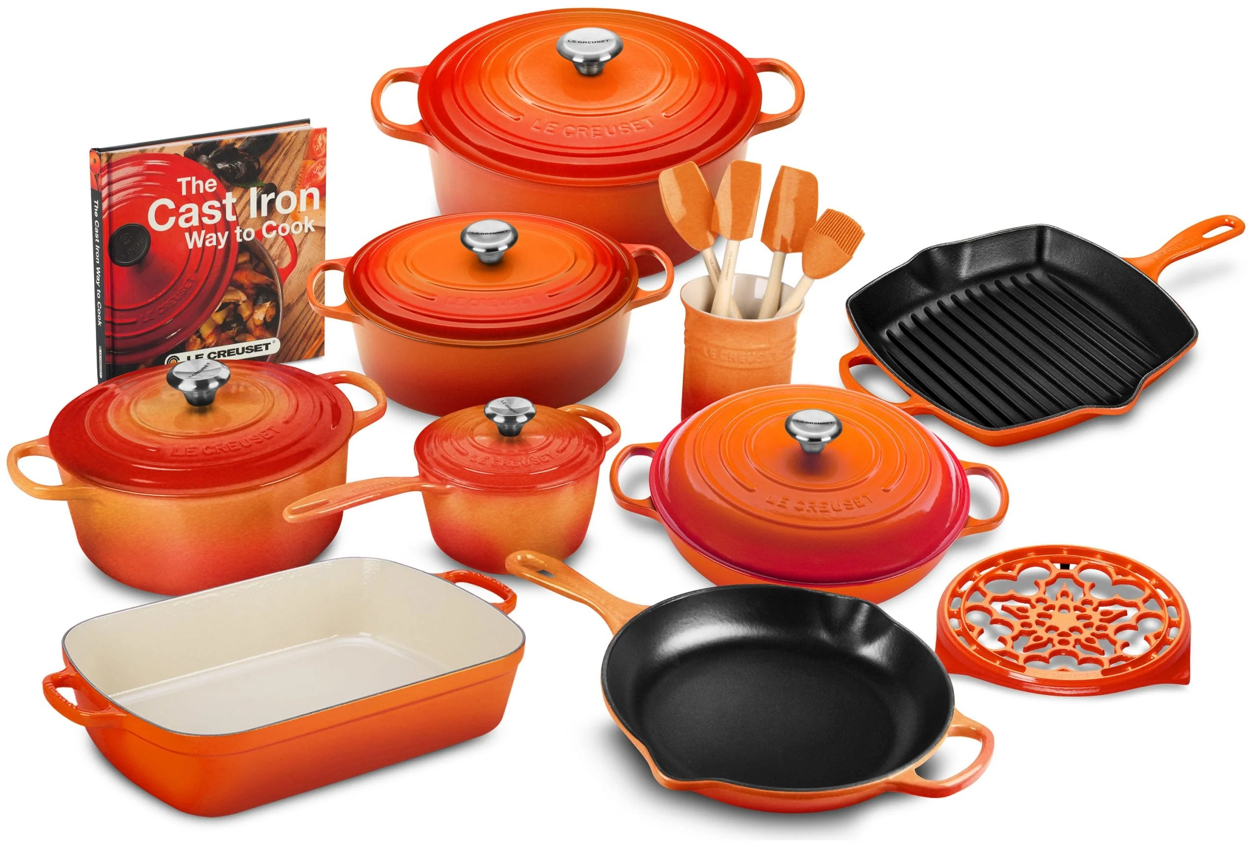Batterie de cuisine 20 pièces en fonte Signature, poêle de 26 cm, casserole de 1,75 litre avec couvercle
