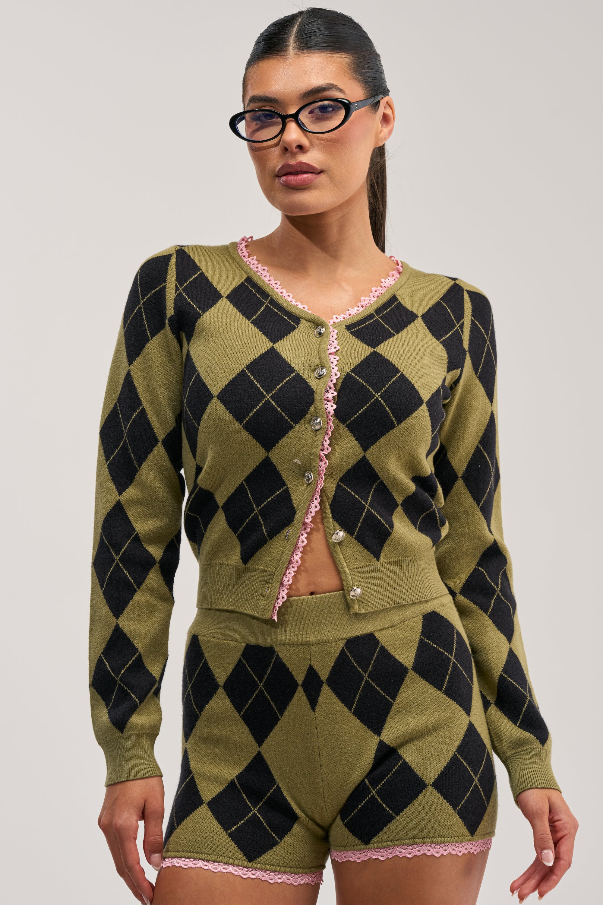CRAZY FOR YOU ARGYLE CARDIGAN - Akira Store
