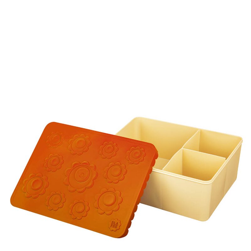 Matboks i plast treroms 7x14x19 cm Blomst oransje/lys gul