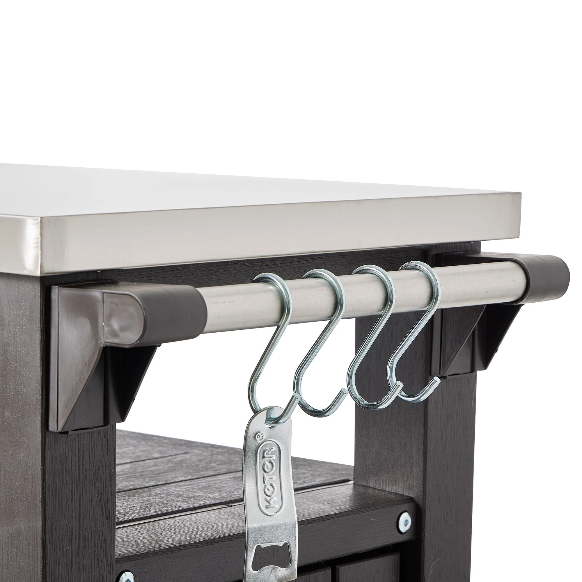 Unity 40 Gal Patio Storage Grilling Bar Cart w/Stainless Top, Brown(Brown) Image 3