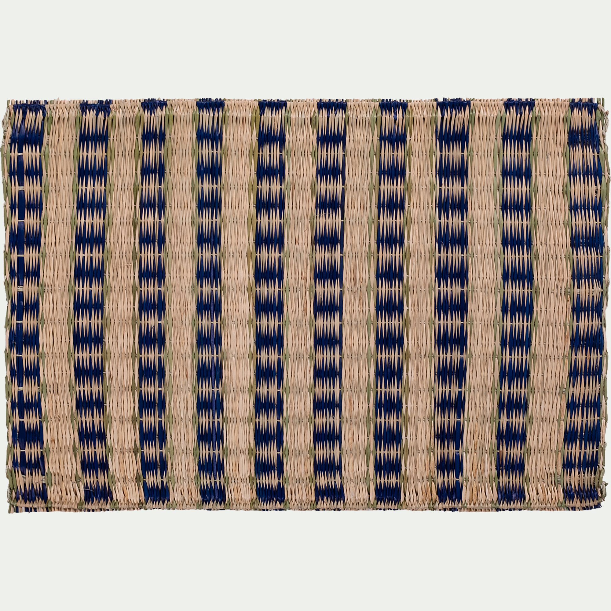 LEMOS - Lot de 2 sets de table à rayures en jonc de mer 30x45cm - bleu
