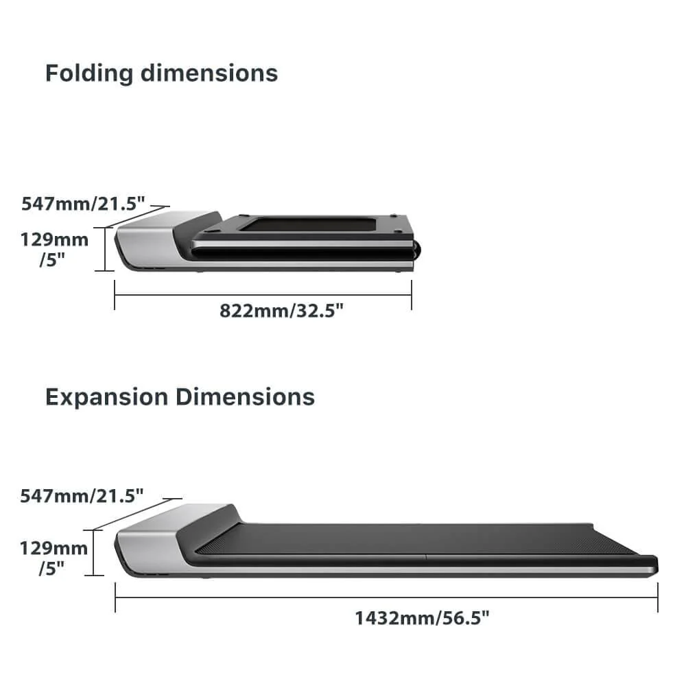 Folding Treadmill, Ultra Slim Foldable Treadmill Smart Fold Walking Pad Portable Safety Non Holder Gym and Running Device P1 Grey 0 5 3 72MPH Image 9
