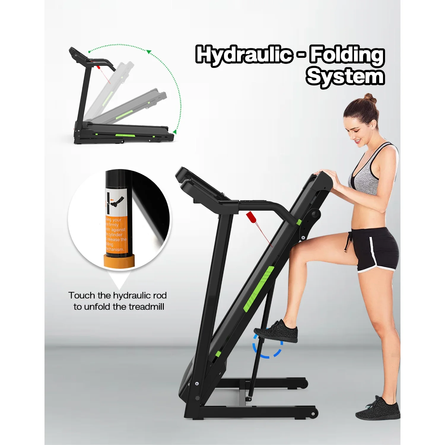 3.5HP 330 LBS Weight Foldable Electric Running Walking Machine with Bluetooth/APP for Home, Fitness Jogging Exercise, Easy Installation and Space Saver for Home Office Gym(3.5HP-Black) - Image 8