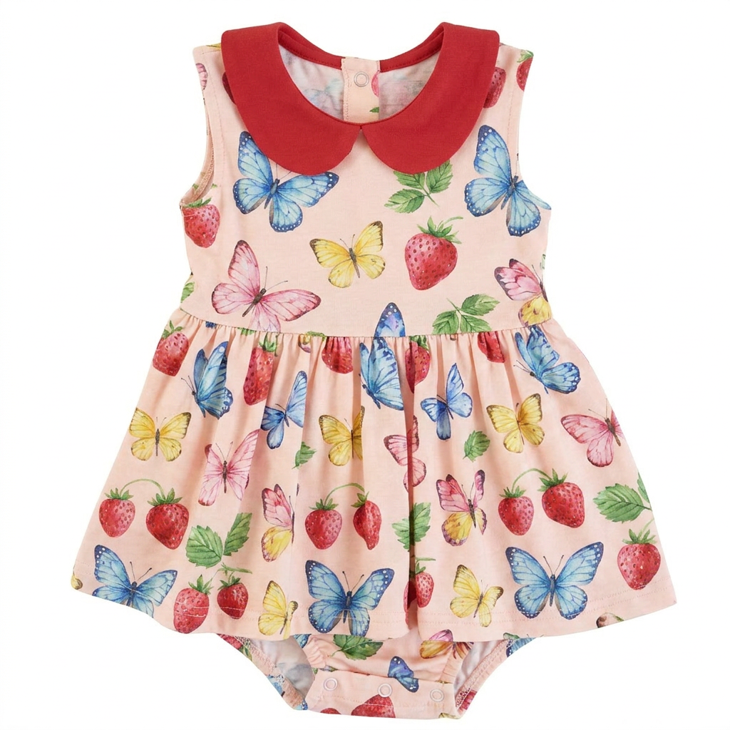 Fashion Trendy Blue Pink Color Cute Daisy Pattern Snap Button Design Baby Girl Romper Dress Jumpsuit Outdoor Picnic Photo Shoot