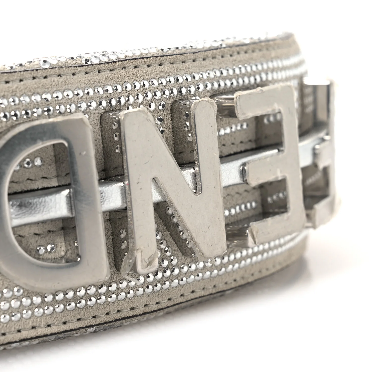 Crystal Vitello Laminato Suede FF Nano Fendigraphy Hobo Charm Grey