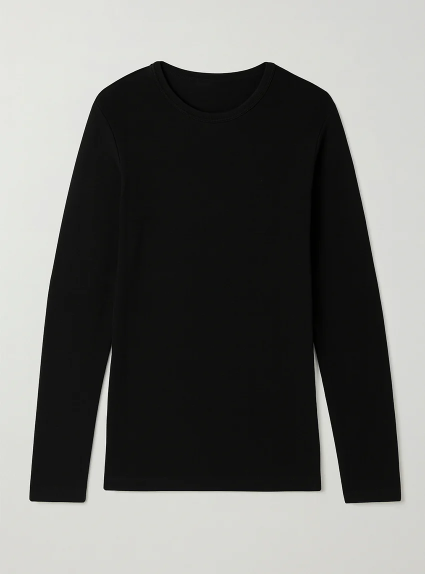Tee-shirt manches longues thermique homme en laine noir