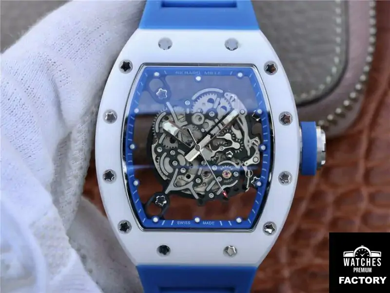 Richard Mille RM055 KV Factory White Ceramic Blue Hollow Dial