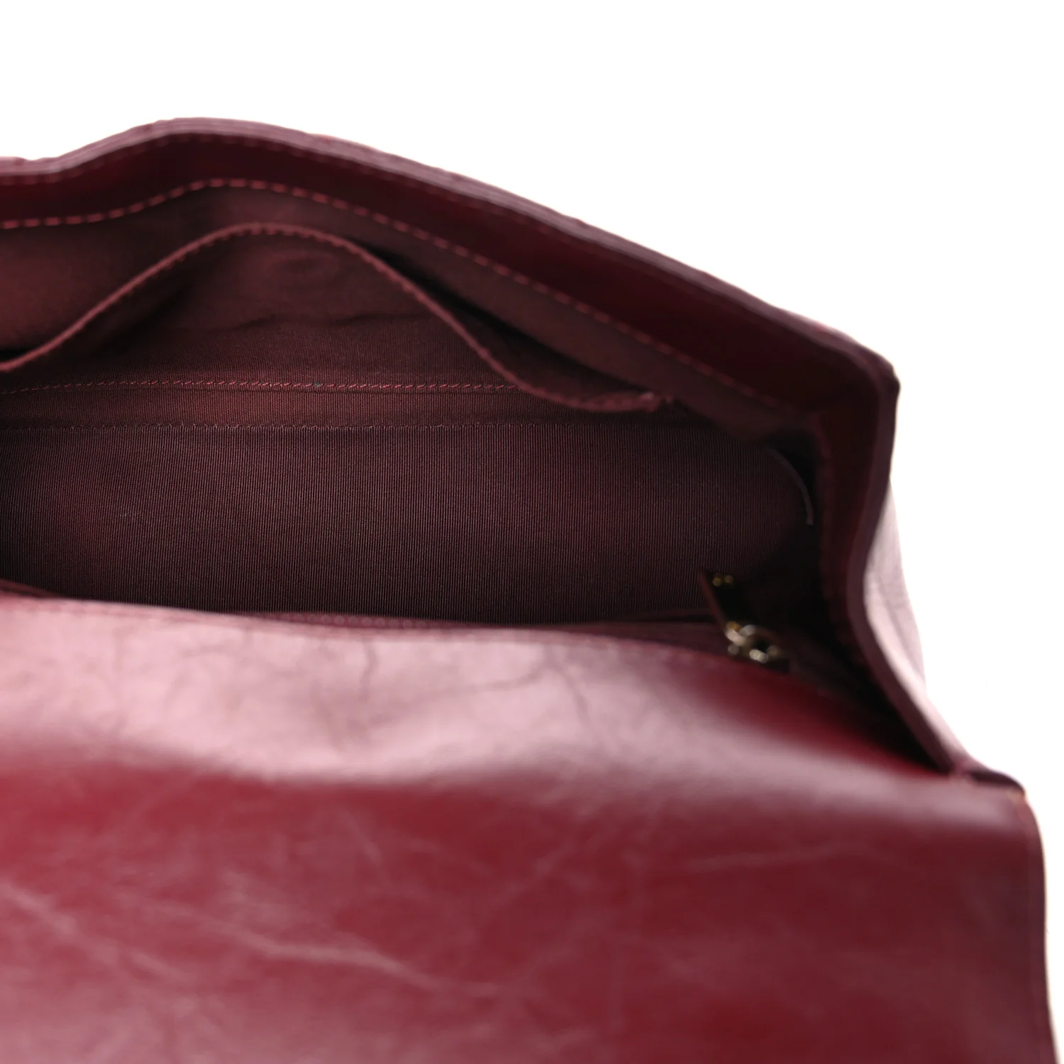 Calfskin Chevron Quilted Top Handle Flap Red