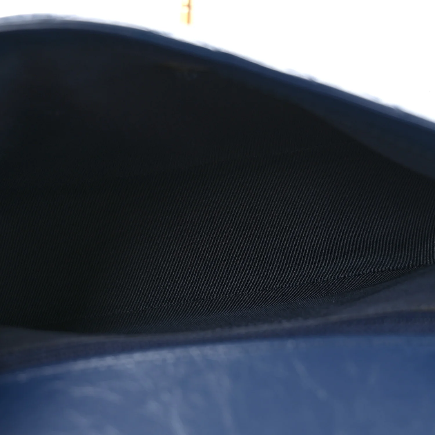 Calfskin Chevron Quilted Top Handle Flap Navy