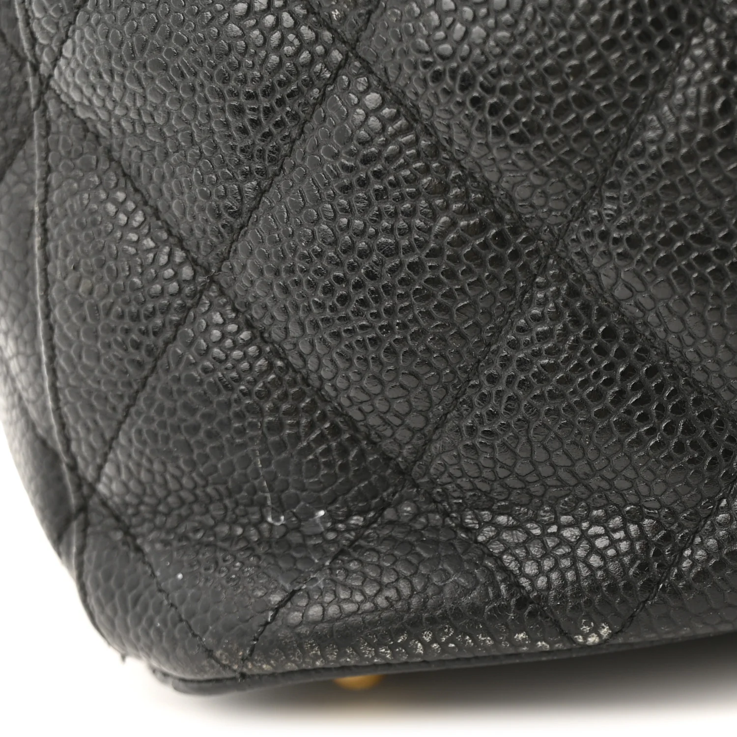 Caviar Quilted Drawstring Backpack Black