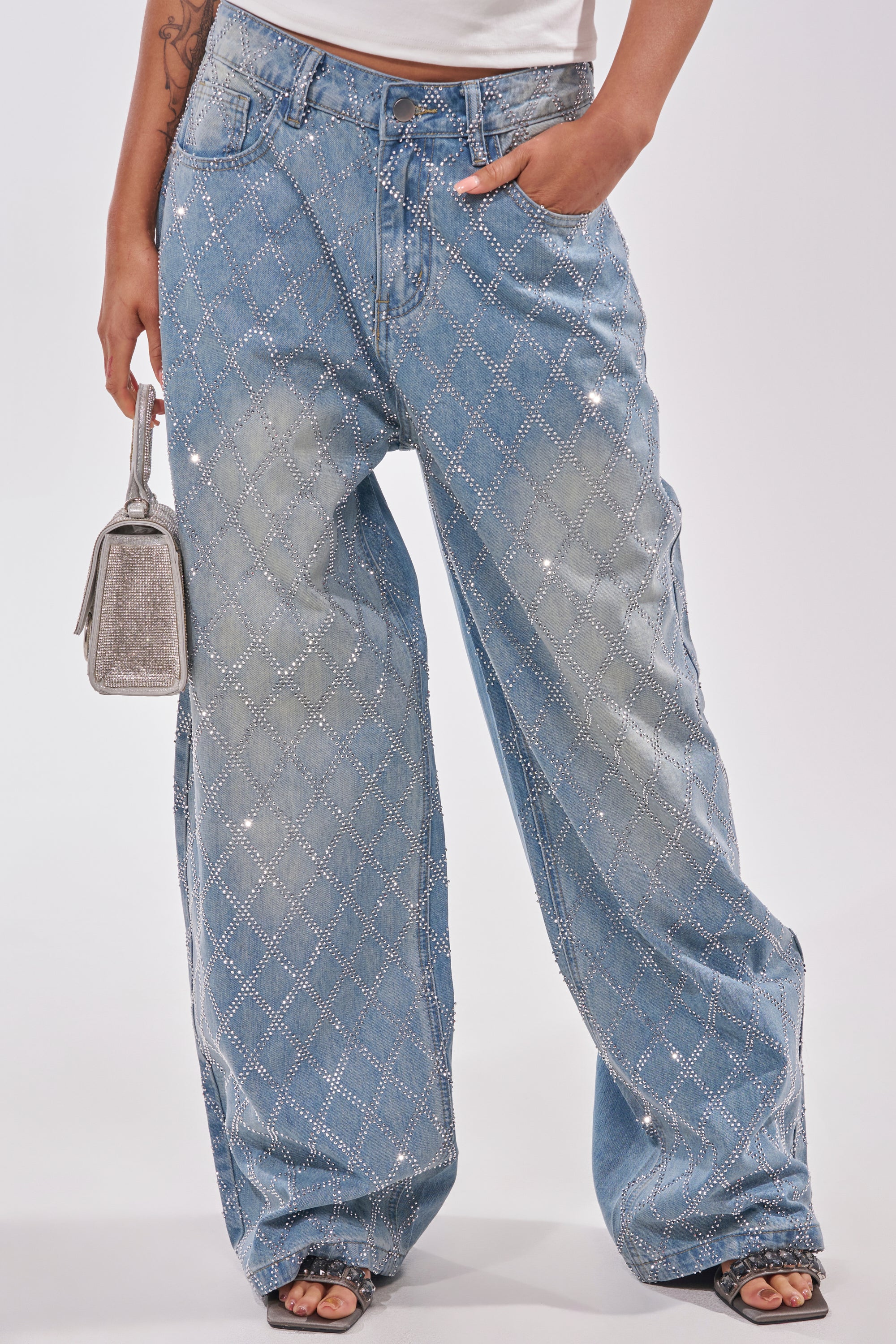 SHINE BRIGHT RHINESTONE DENIM - Akira Store