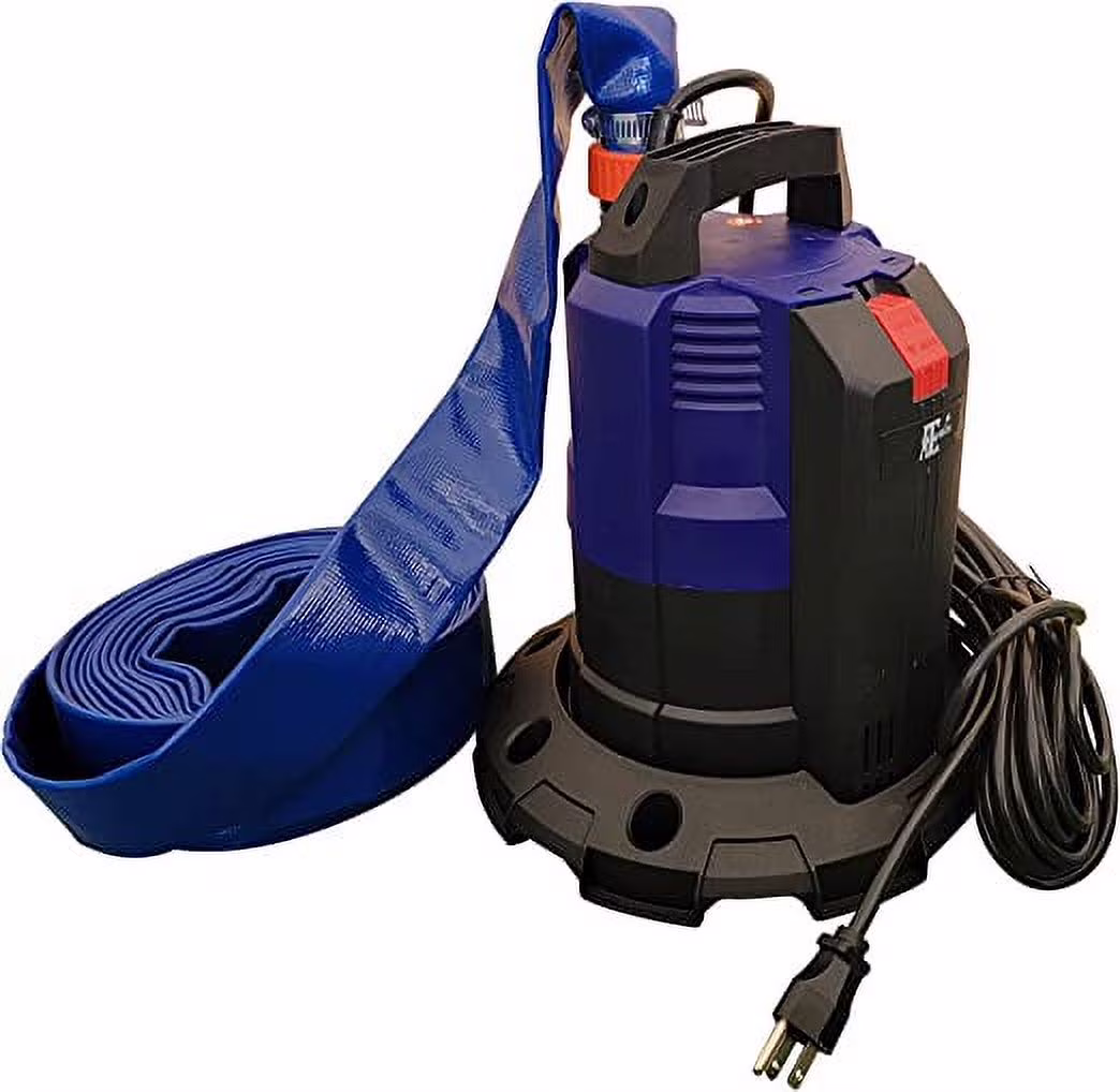 Submersible Drain Pump with Hose (Optional Low Level Water Pumping Base)