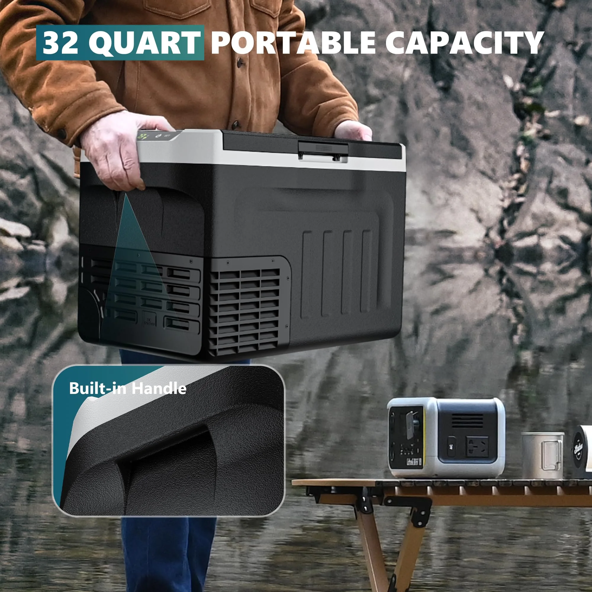 12V Car Refrigerator 32 QT with Touch Panel and Removable Divider - Image 3
