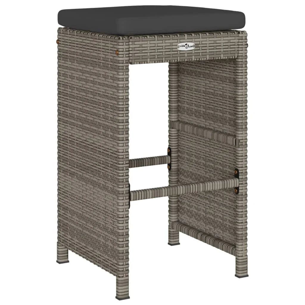 vidaXL Patio Bar Stools with Cushions Pub Chair Seating Poly Rattan garden