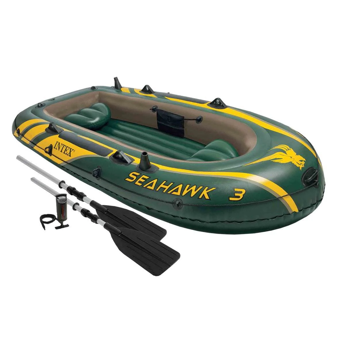 Seahawk 3 Person Inflatable Boat Set with Aluminum Oars Pump (2 Pack) - Image 2