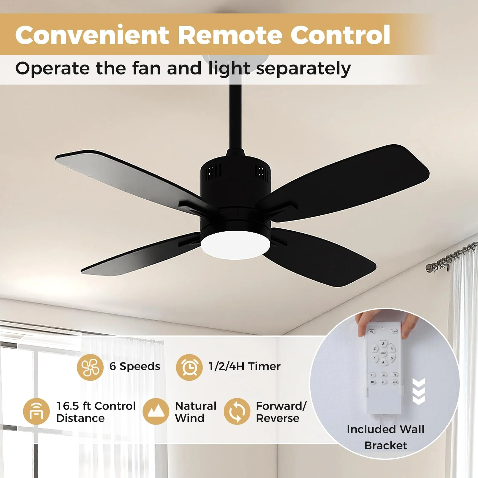 Tangkula 42” Ceiling Fan with Light and Remote