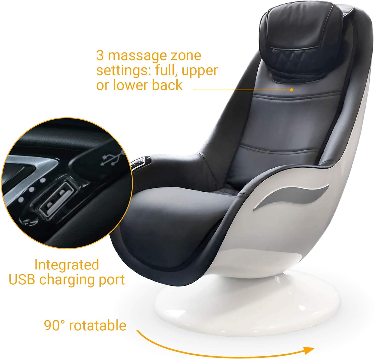 Medisana RS 650 Lounge Chair, siège de massage avec 6 types de massage différents et massage cervical, massage sueco avec 3 niveaux d'intensité et connexion de charge USB