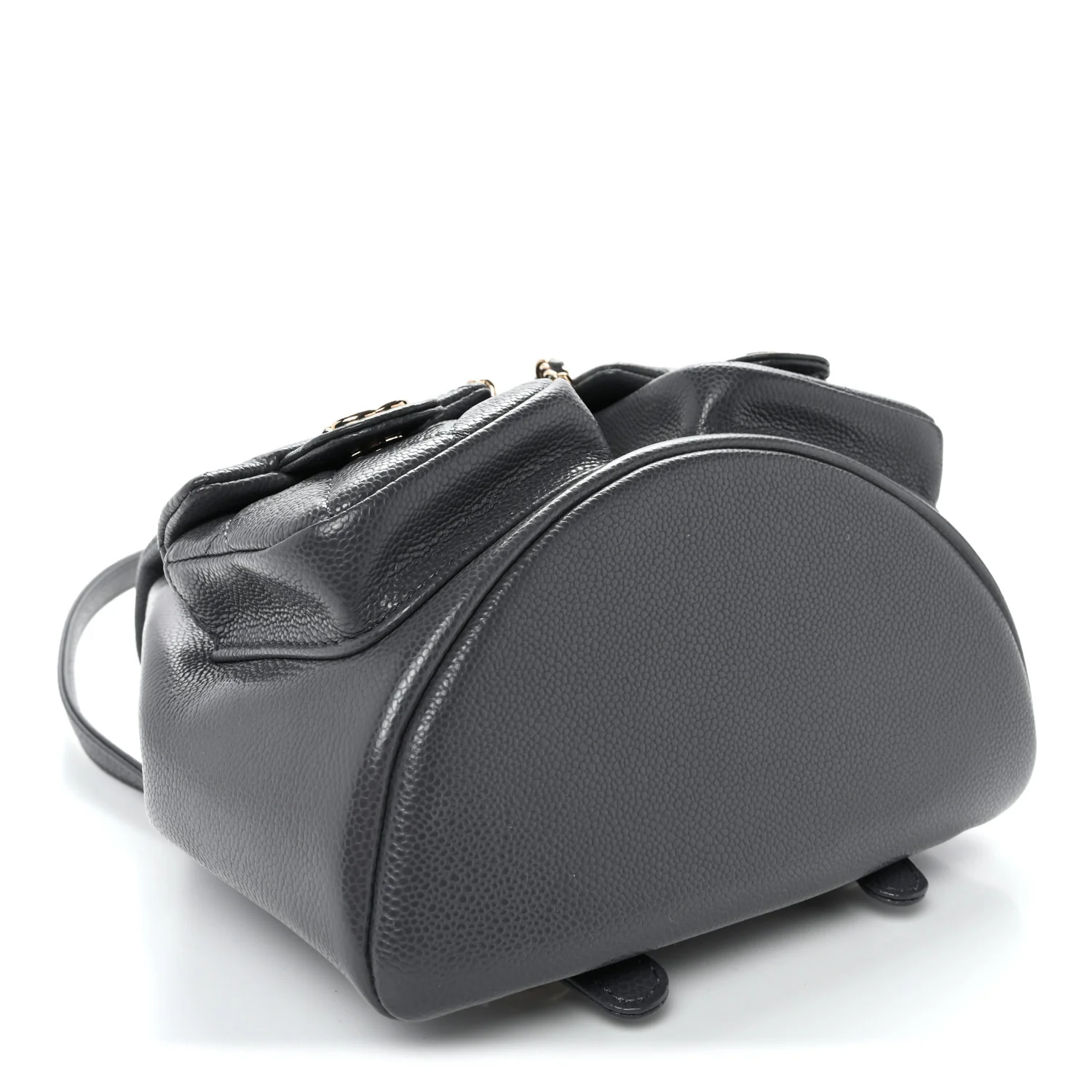 Shiny Caviar Quilted Small Duma Pockets Drawstring Backpack Grey