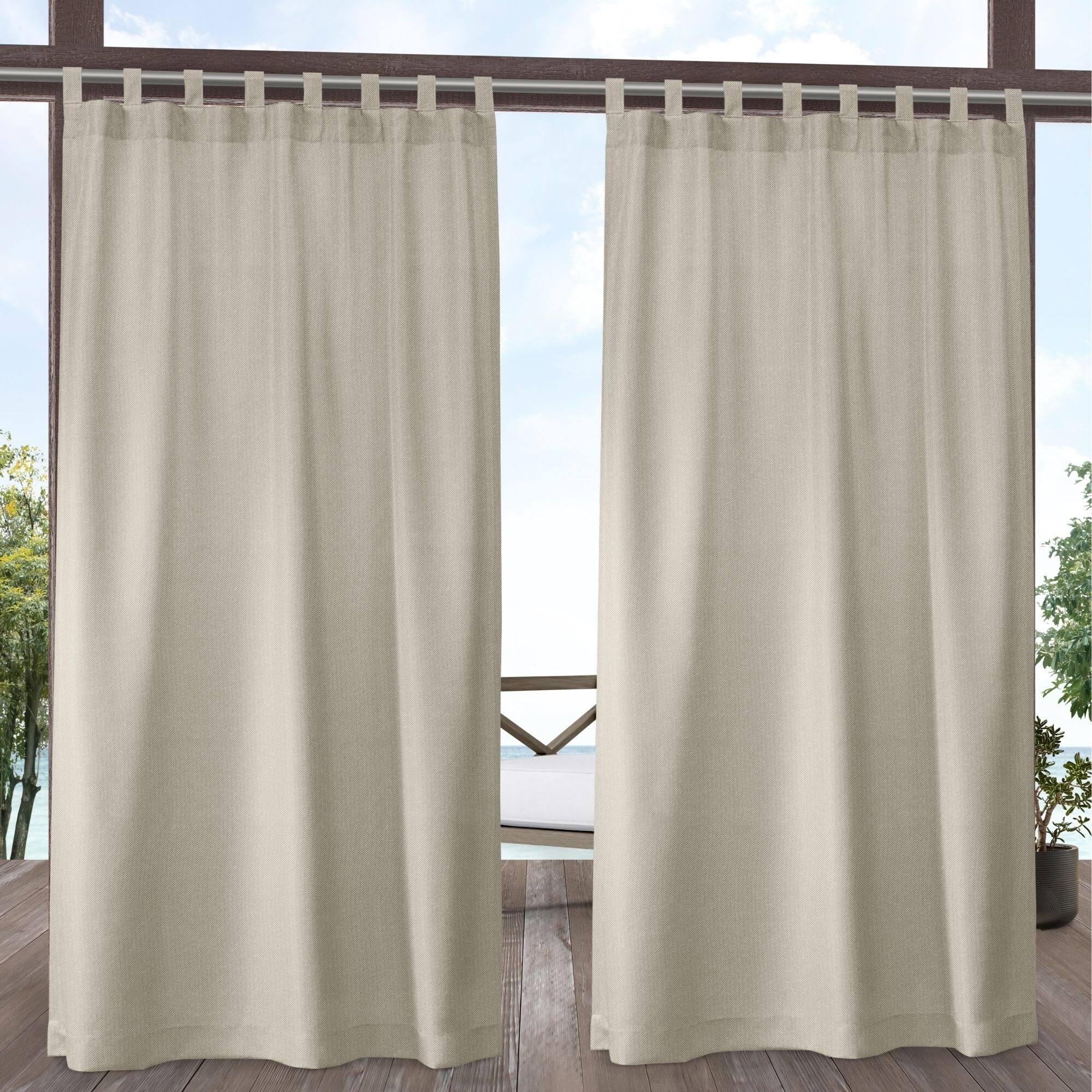 Exclusive Home Curtains Biscayne Indoor/Outdoor Two Tone Textured Tab Top Curtain Panels 54 inchx108 inch Sand Set of 2 Size